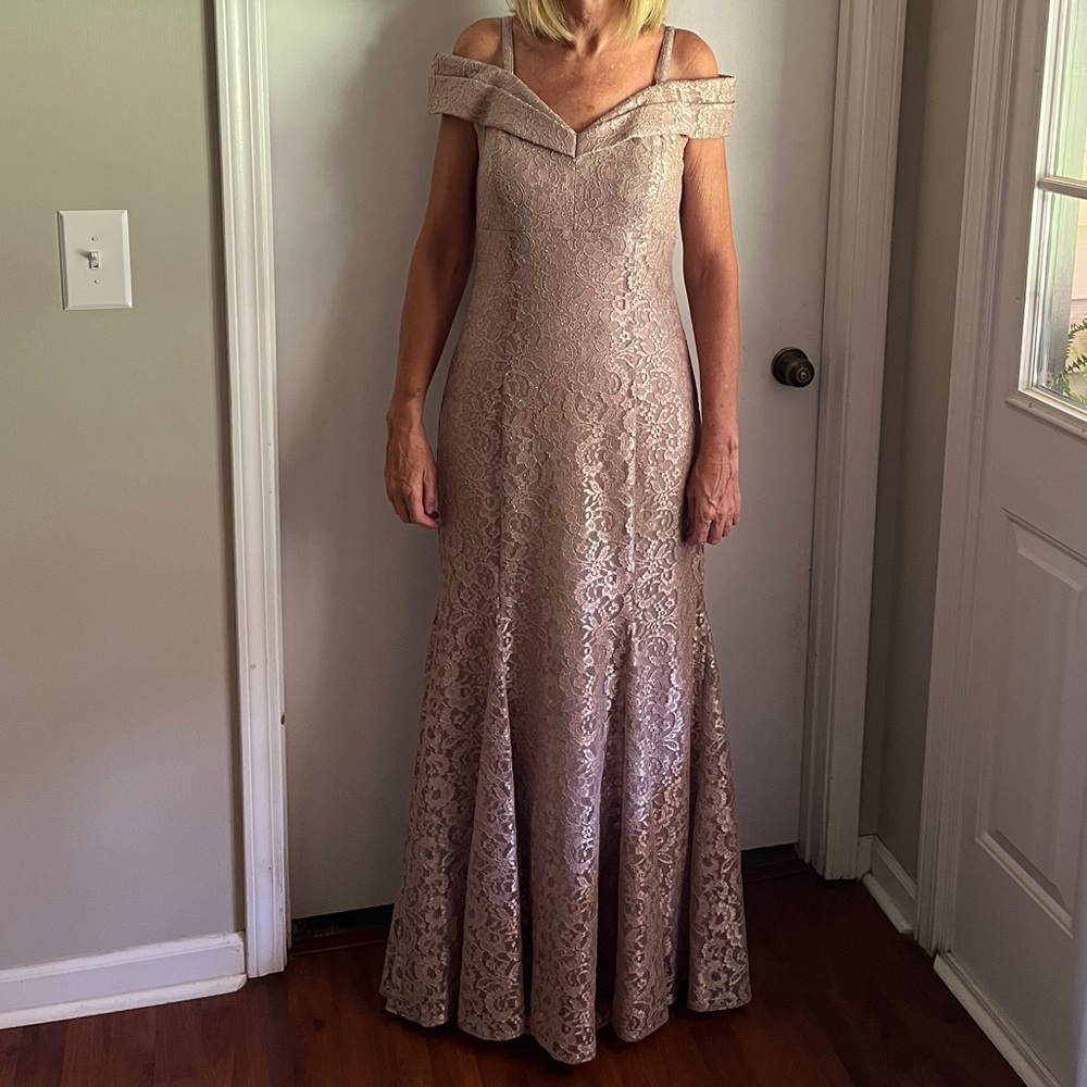 R&M Richards gold ball gown